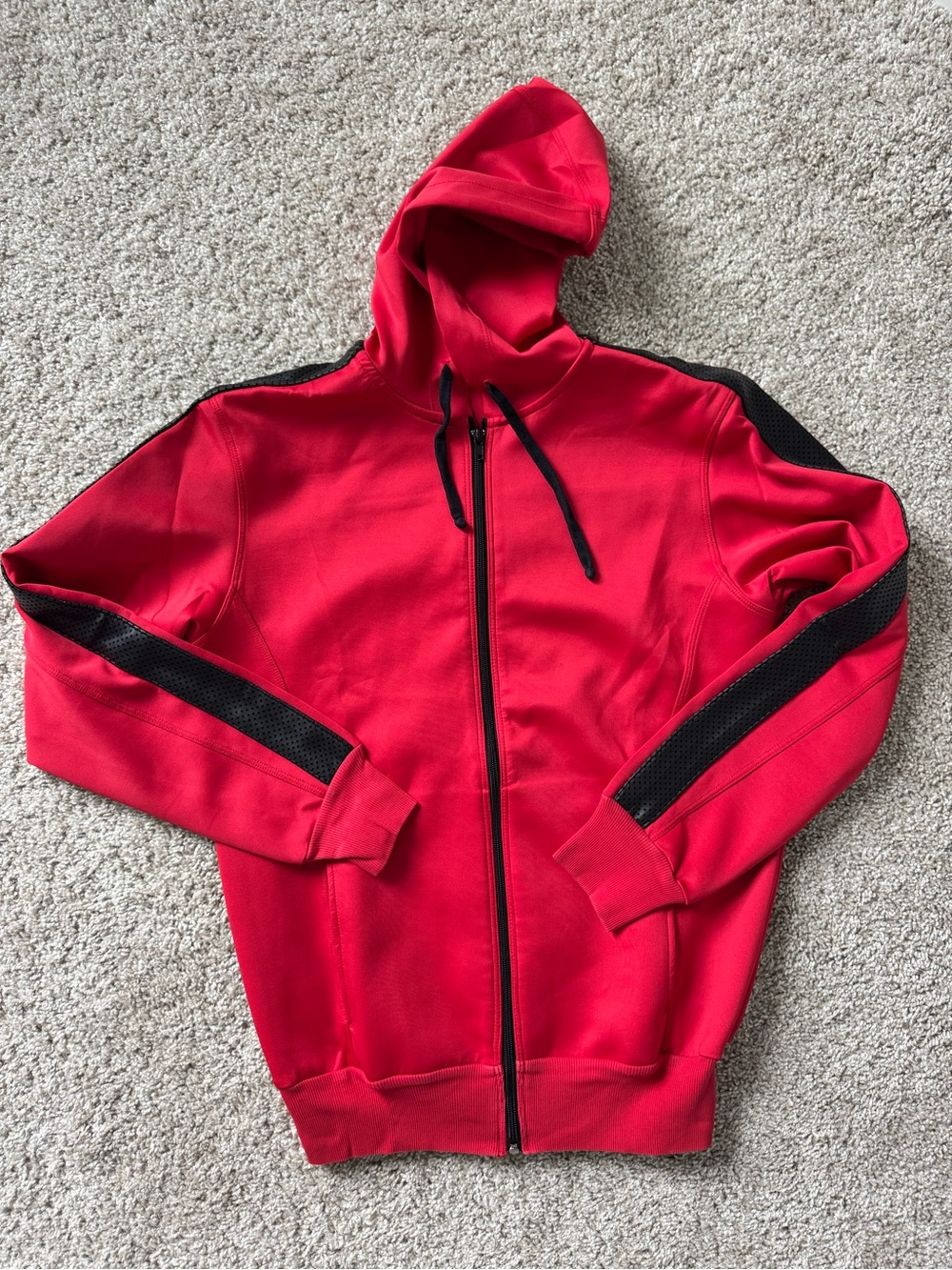 Robin's Jean Red Full-Zip Hoodie with Black Trim